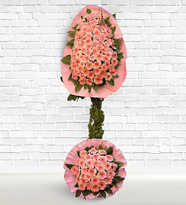  Pembe ift Katl Ayakl Sepet Pembe gerbera ve yeillikler ile hazrlanm ift katl ayakl nikah, al ve dn iei.